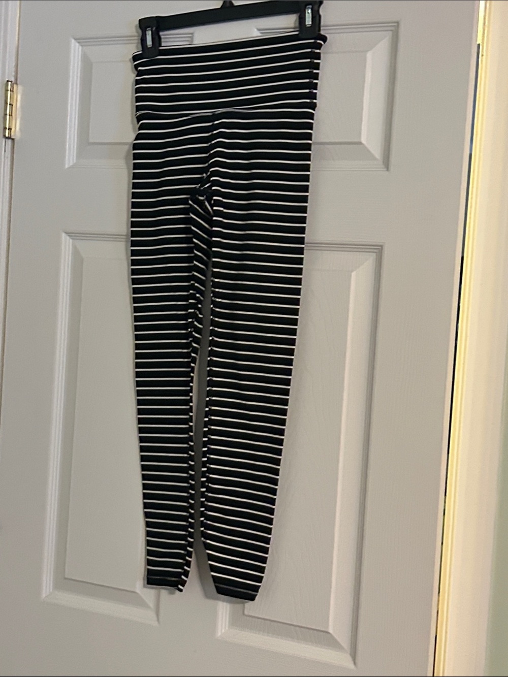 Athleta Black and White Striped Leggings